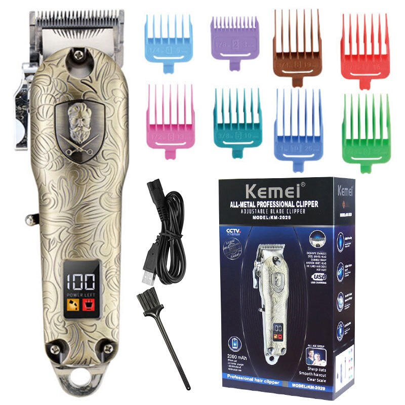 Cortadora de pelo eléctrica para hombre, máquina con motor pivotante ajustable, inalámbrica, con cable, para barbería: with box