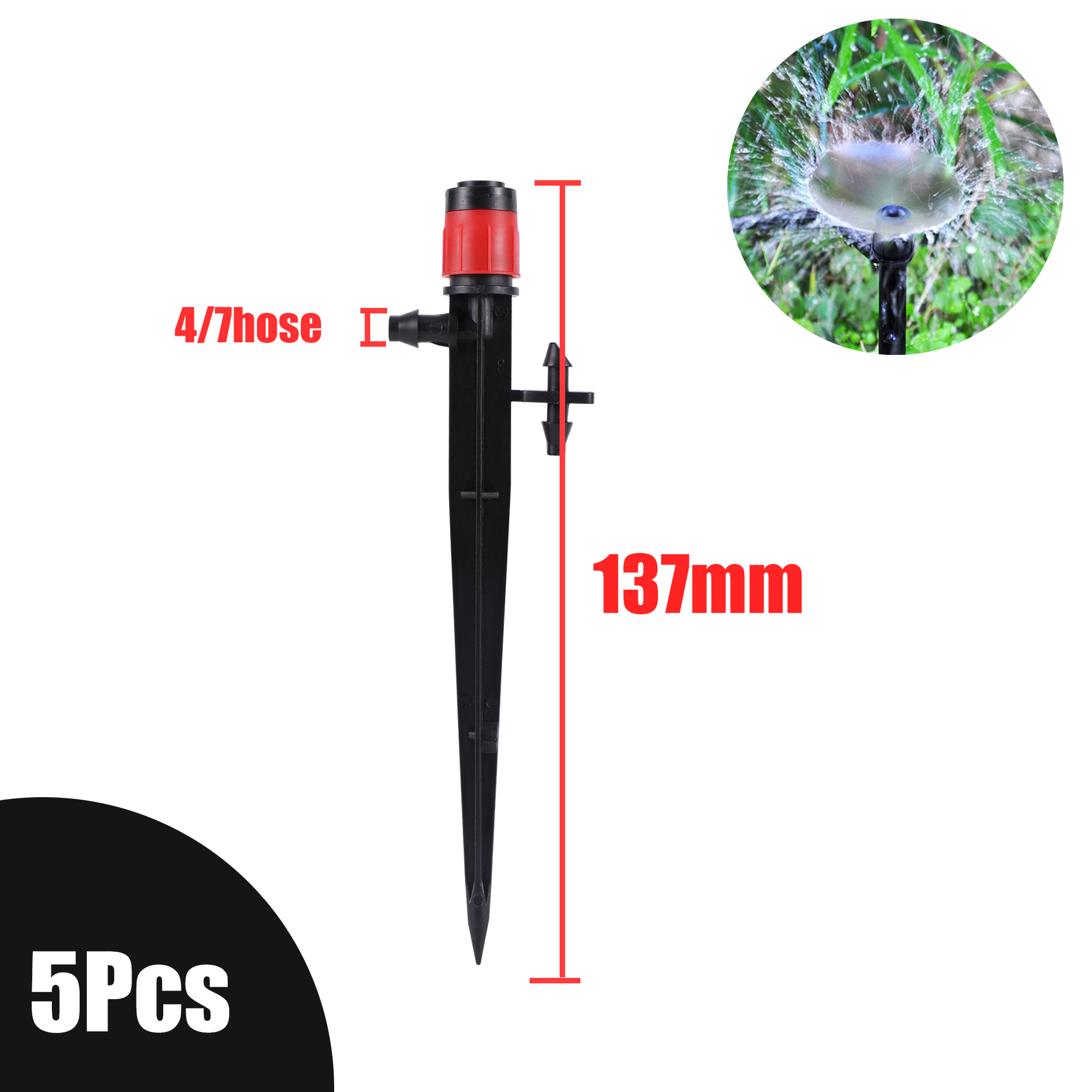 5Pcs 4/7 Garten Schlauch Bewässerung Eddy Fluss Sprinkler 13/17/19/26cm Bewässerung Tropf Einsätze boden 360 Grad Einstellbar Sprinkler: Burgunderrot