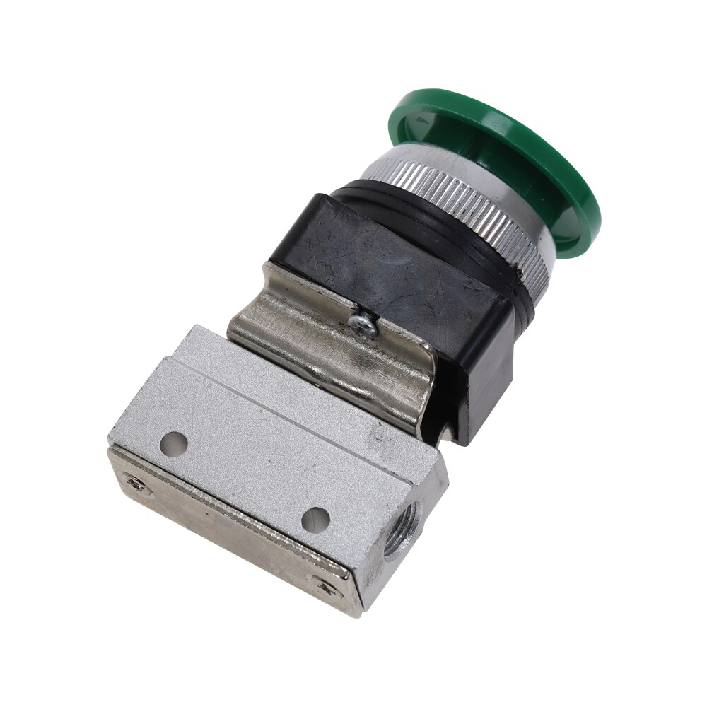 Mechanical Valve 1/8" PT Thread MOV-03APPL Momentary Three Way Two Position Green Mushroomhead Push Button Air Pneumatic Valve