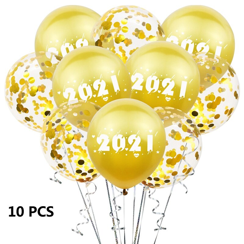 10/15 stk balloner 12 tommer lykkeligt årstal trykt latexballoner år tema fest dekoration balloner: Guld 10 stk