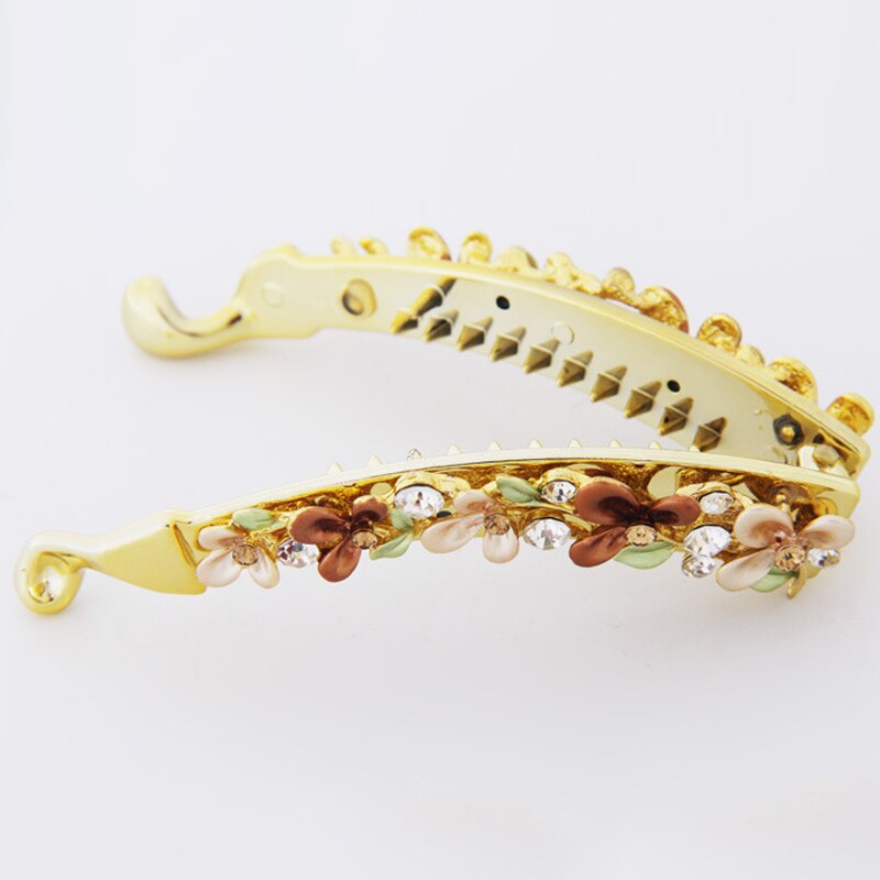 Nowe akcesoria Crystal Barrette Rhinestone spinka do włosów spinka do włosów spinka w kształcie Banana spinki do włosów dla kobiet akcesoria do włosów Hairgrip