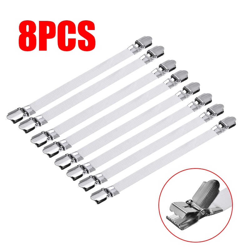 Juego de sábanas y tensores elásticos para cama, juego de sábanas y tabla de planchar con llave, cubiertas para colchas, sujetadores para ropa, 8 unidades