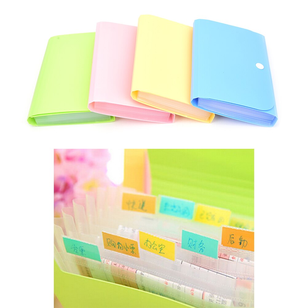 1pc Plastic A6 File Folder Document Organizer Receipt File Expanding Wallet 13 Pockets Bill Folders Paper Holder Office Supplies
