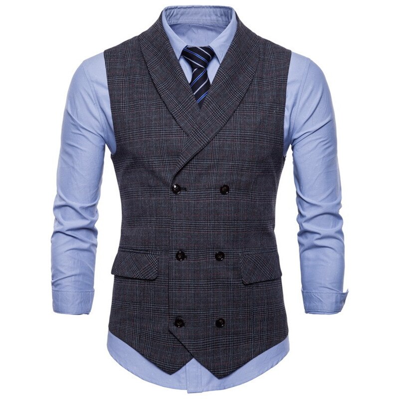 Mærke jakkesæt vest herrejakke ærmeløs mørkegrå/grå/brun vintage tweed vest forår efterår plus størrelse vest: Mørkegrå / 4xl
