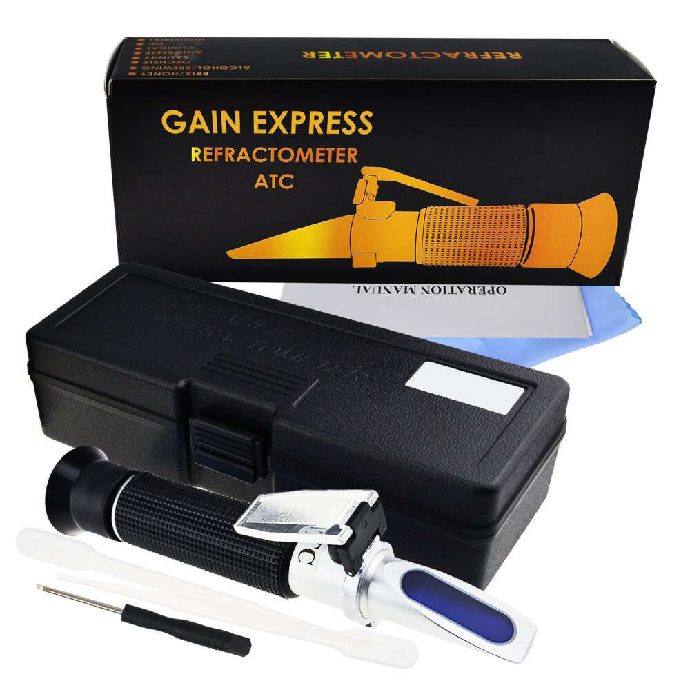 Tri-Scale Refractometer ATC Brix 0-10%/ Salinity 0-100PPT/ Specific Gravity 1.000-1.070 for Saltwater Sea Water Aquarium