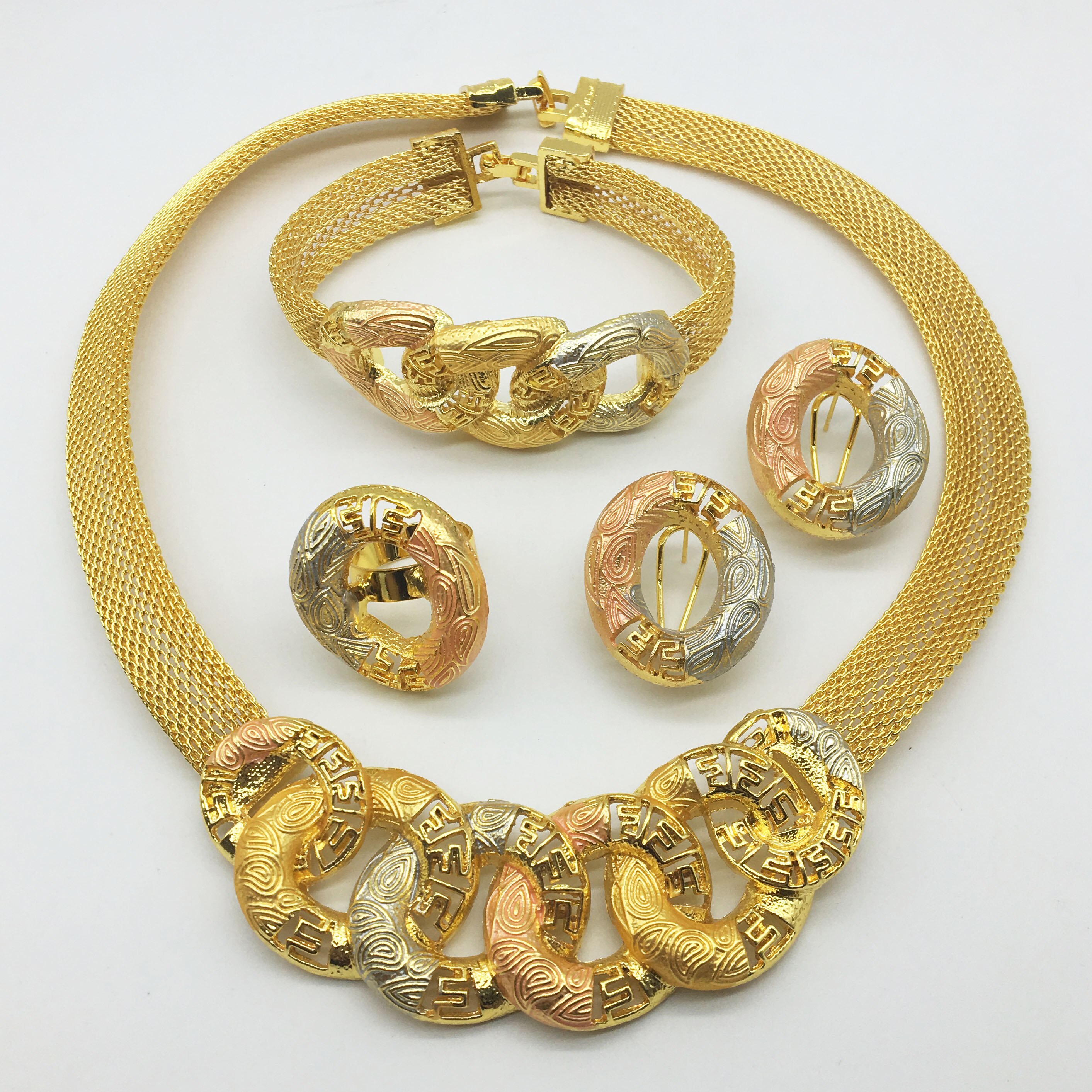 Italienske guldfarvede smykker til kvinders afrikanske perlesmykker smykker halskæde øreringe armbåndssmykker