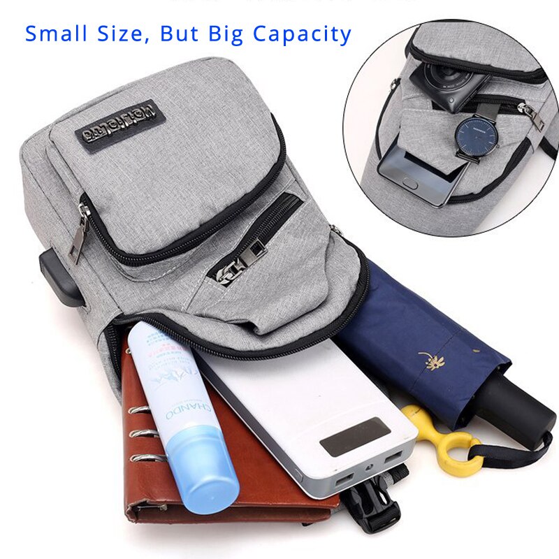 Universal Oxford Shoulder bag USB Charging Travel Single Strap Casual Crossbody Office Messenger Bag Pack 372