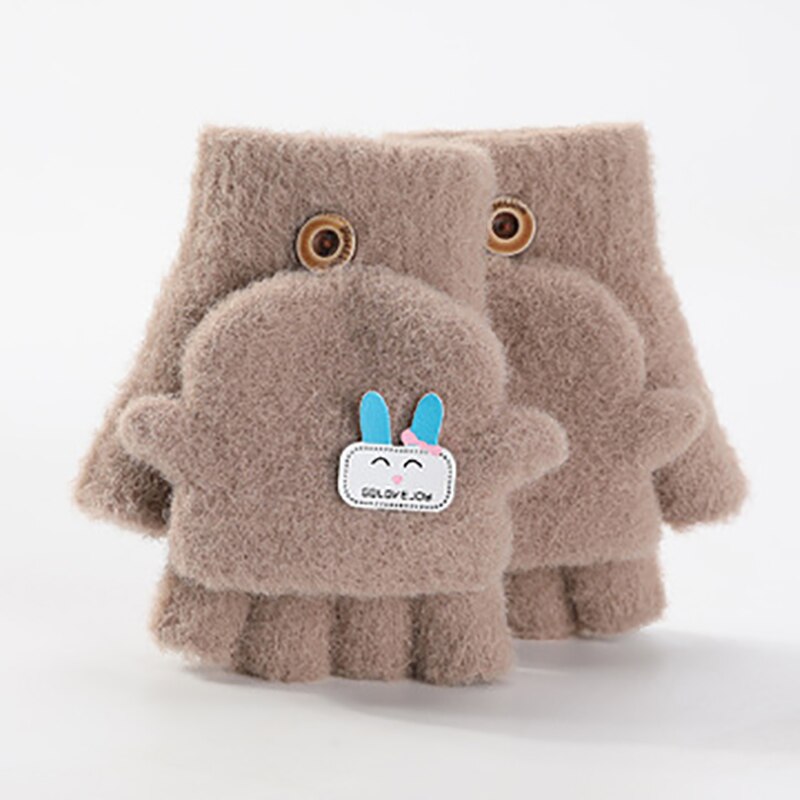 3-6 Jaar Baby Cartoon Handschoenen Winter Kids Half Vinger Flip Cover Wanten Kinderen Herfst Jongens Meisje Winddicht Warm leuke Handschoen