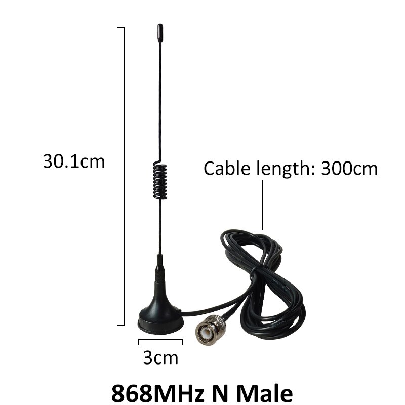 Grandwisdom 1PCS 868Mhz 915 IOT Antenna UT-102 BNC Connector 5dbi Mobile Magnet Radio VHF UHF 50W RG-174 3 Meter Extension Cable