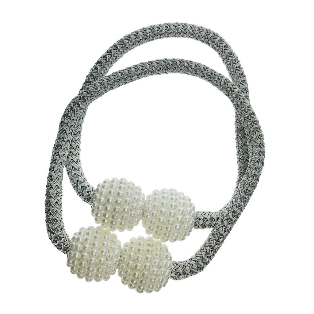 2Pcs Pearl Curtain Voile Tiebacks Tie Backs Buckle Clips Holdbacks