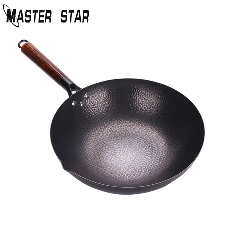 Master star 32cm ikke-belægning jern håndsmedede ramadan woks til køkken non-stick køkkengrej almindelig brug til og induktionskomfur: Default Title