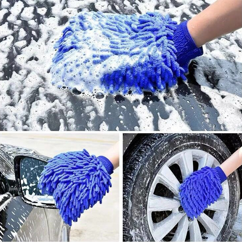 Dubbelzijdige motorfietsverzorging Reinigingshandschoenen Reinigingsdoekje Handdoek Microfiber Wasbare autowashandschoenen Wasaccessoires