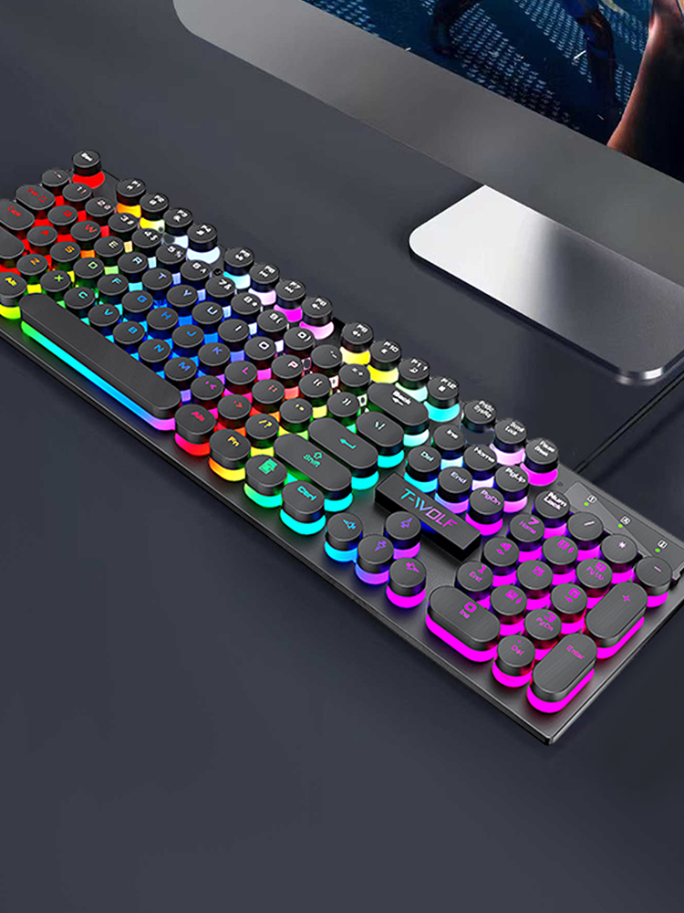 Sensación mecánica Shadow, teclado, computadora de sobremesa, computadora portátil, juego de deportes electrónicos, teclado con cable iluminado: Negro