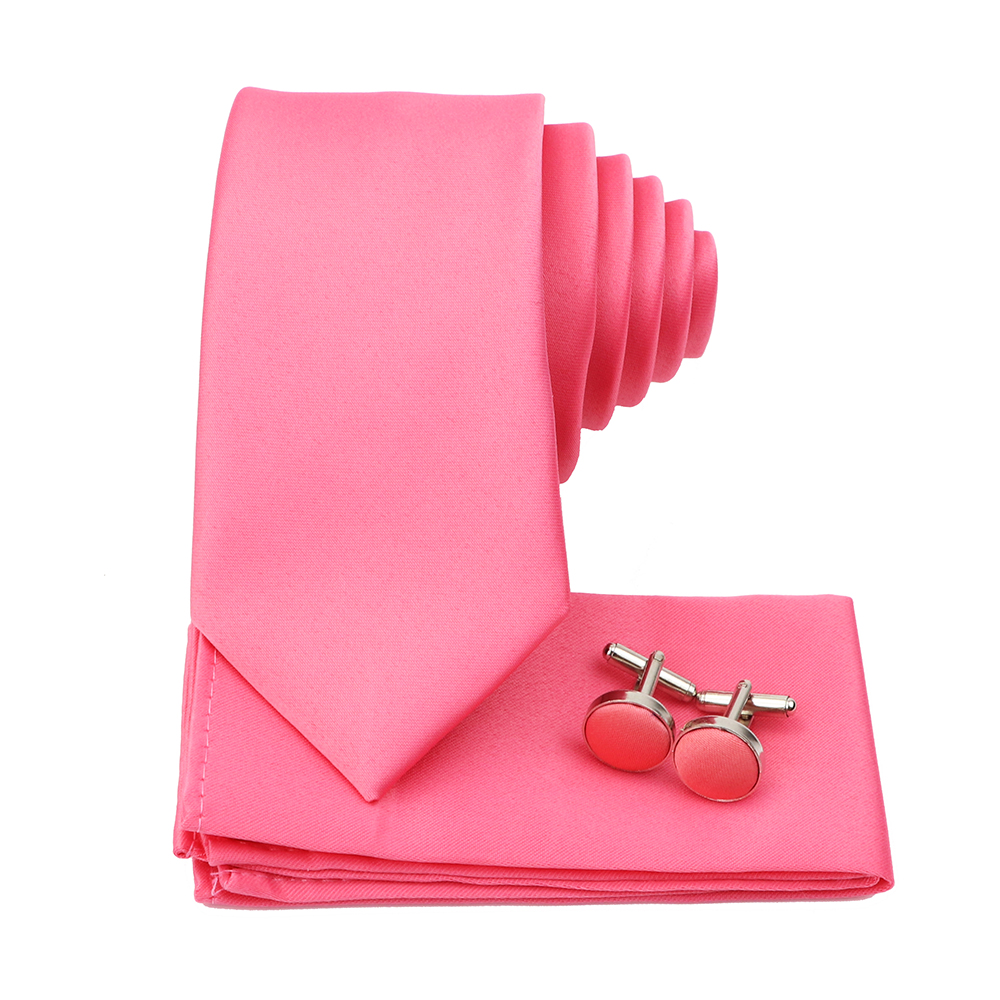Heren Kleurrijke Polyester Stropdas Bowtie Cufflink Broche Set Salie Groene Roze Stropdassen Zakelijke Bruiloft Shirt Accessoires Cadeau: Rood
