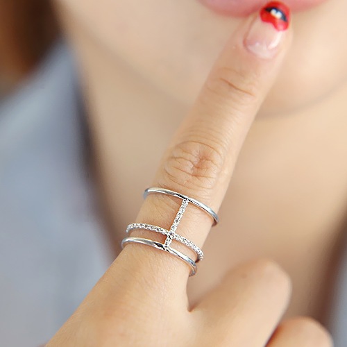 Koreaanse Style Zilver Kleur Crystal Multilayer Ringen Voor Vrouwen Verstelbare Size Wedding Ring