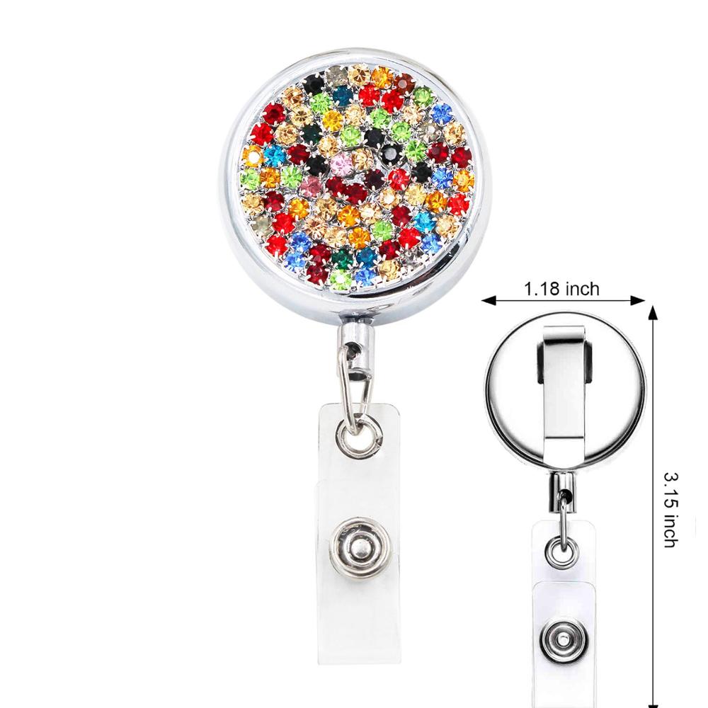 Idclip 1 kpl bling sisäänvedettävä rintanappikela avain henkilökorttipidike id vyöpidike sisäänvedettävä rintanappipidike: K67