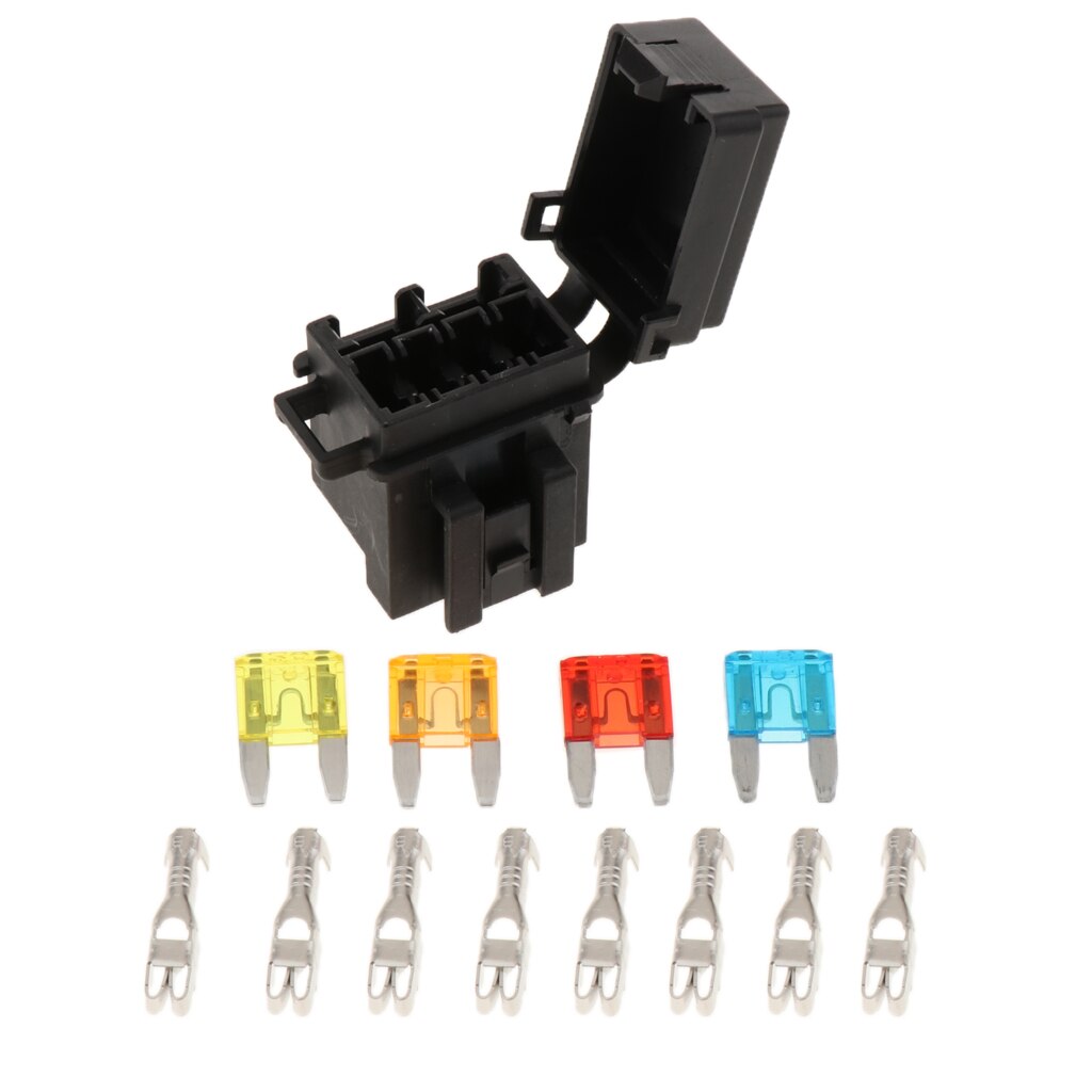 4 Way Blade Fuse Box &amp; 1 Way Relay Box Combo Holder / Block for