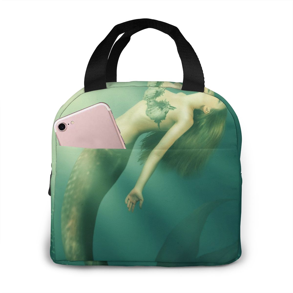Afrikaanse Vrouw Lunch Tas Draagbare Geïsoleerde Thermische Cooler Bento Lunchbox Tote Picknick Opbergtas Pouch: Black 7