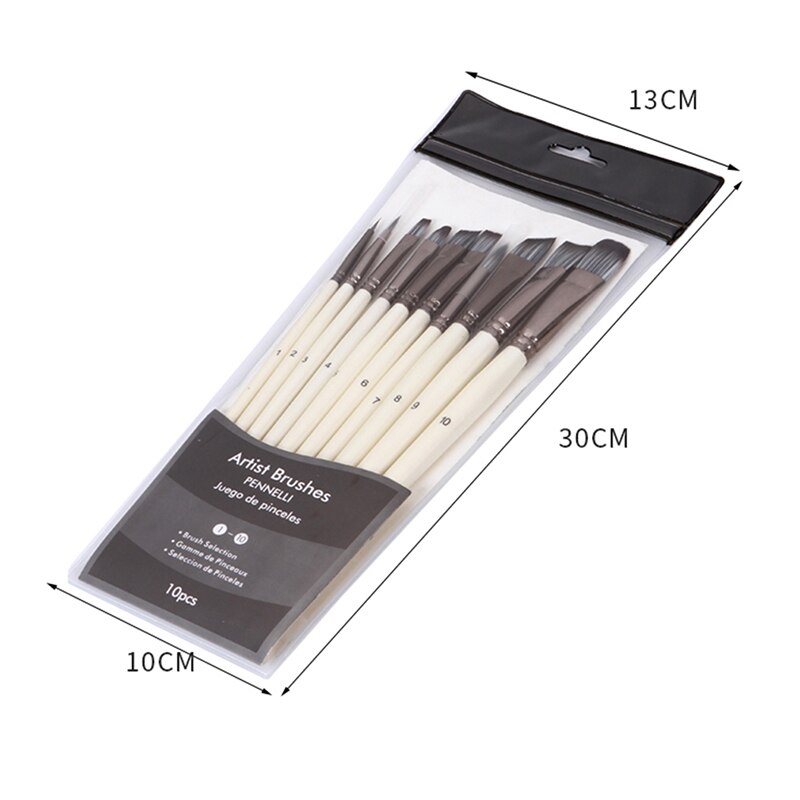 Paint Brushes Set For Art Acrylic Gouache Oil Watercolor Artist Canvas Synthetic Nylon Tips 10 Pack Art Supplies