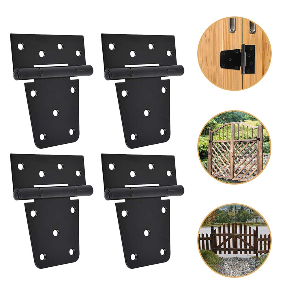 4Pcs Schuur Deur Scharnieren Zware Hek Gate Scharnier Zwarte Deur Schuur Scharnieren