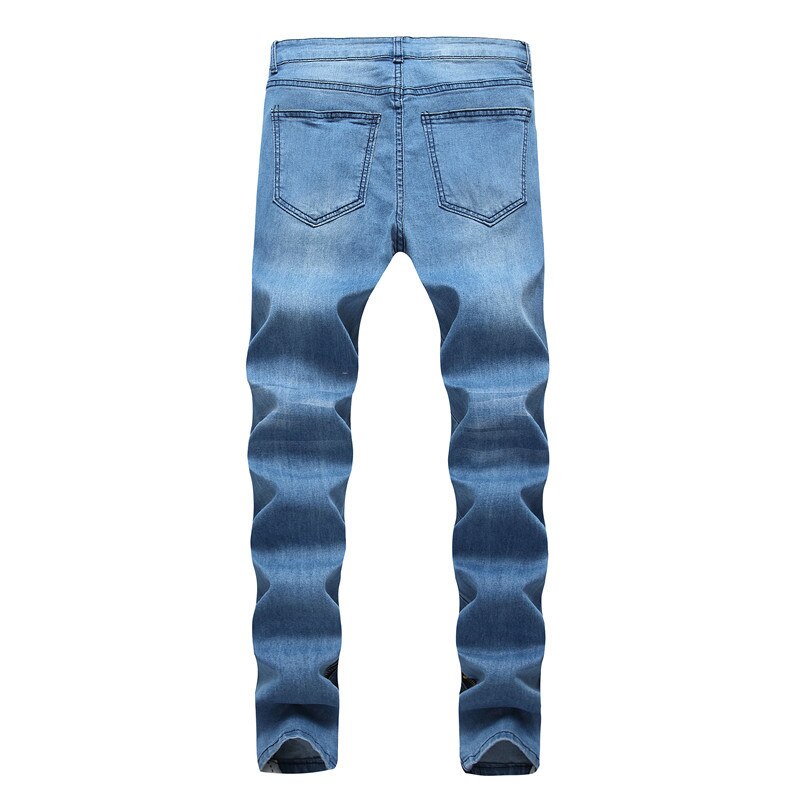 Weiße Streifen auf Seite hoch Straße Jeans Männer Neue für männer Denim Hosen Baumwolle Schwarz Blau