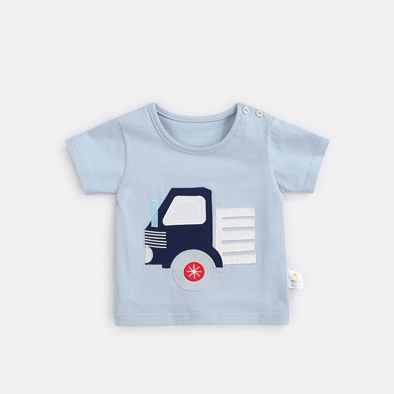 Ciciibear Baby Zomer Korte Mouwen Katoenen Shirt Jongen Dragen Ronde Hals T-shirt Jongens Meisjes Auto Afdrukken Singlet: blue / 12M