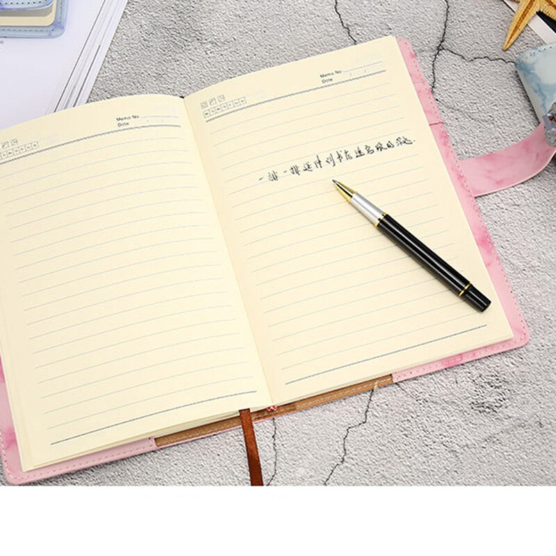 Vintage læder marmorering dagbog journal med kombination notesbog papir kodeord lås kode notesbog skole kontor papirvarer