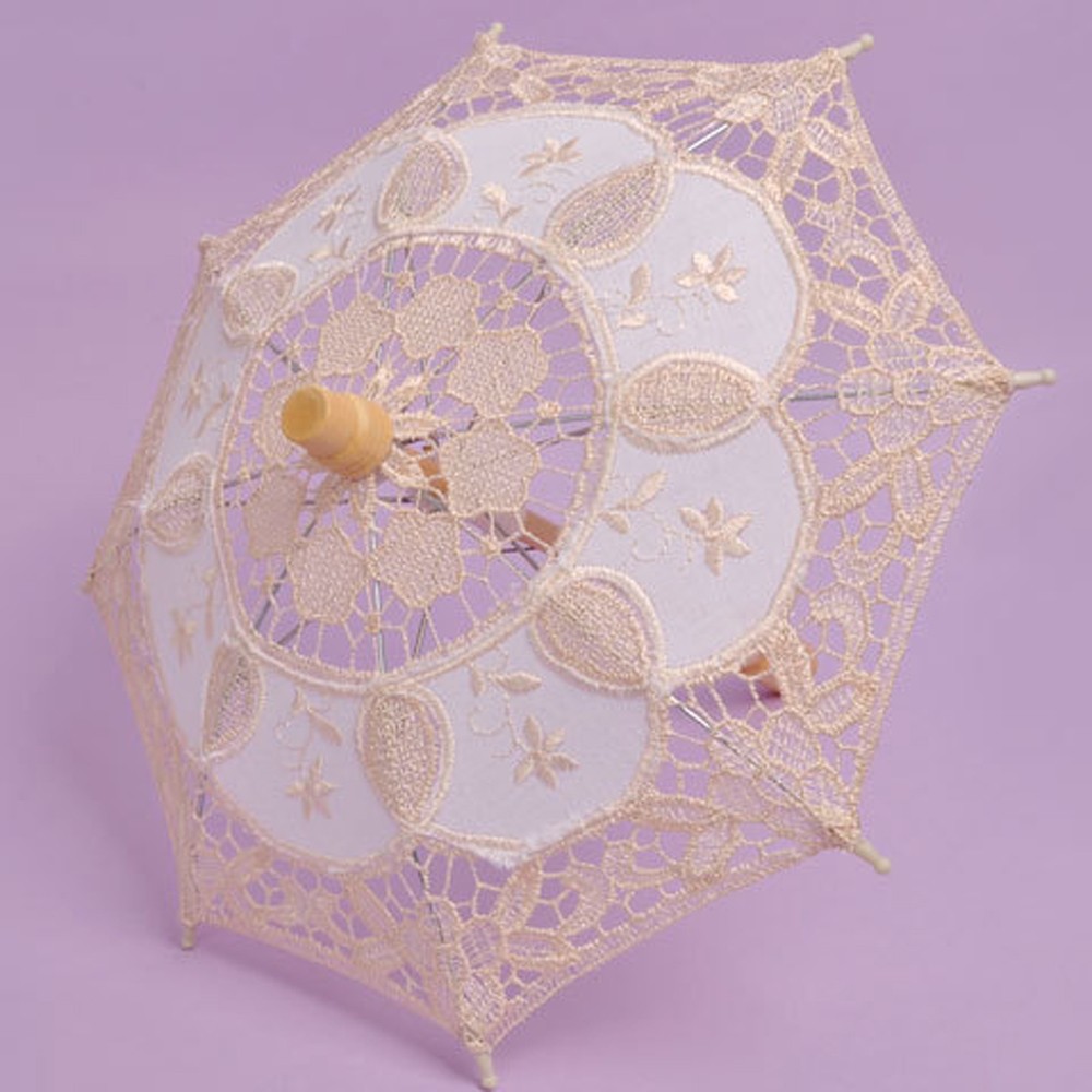 Kant Parasol Parasol Borduurwerk Bruid Paraplu Wit Ivoor Wedding Paraplu Mariage