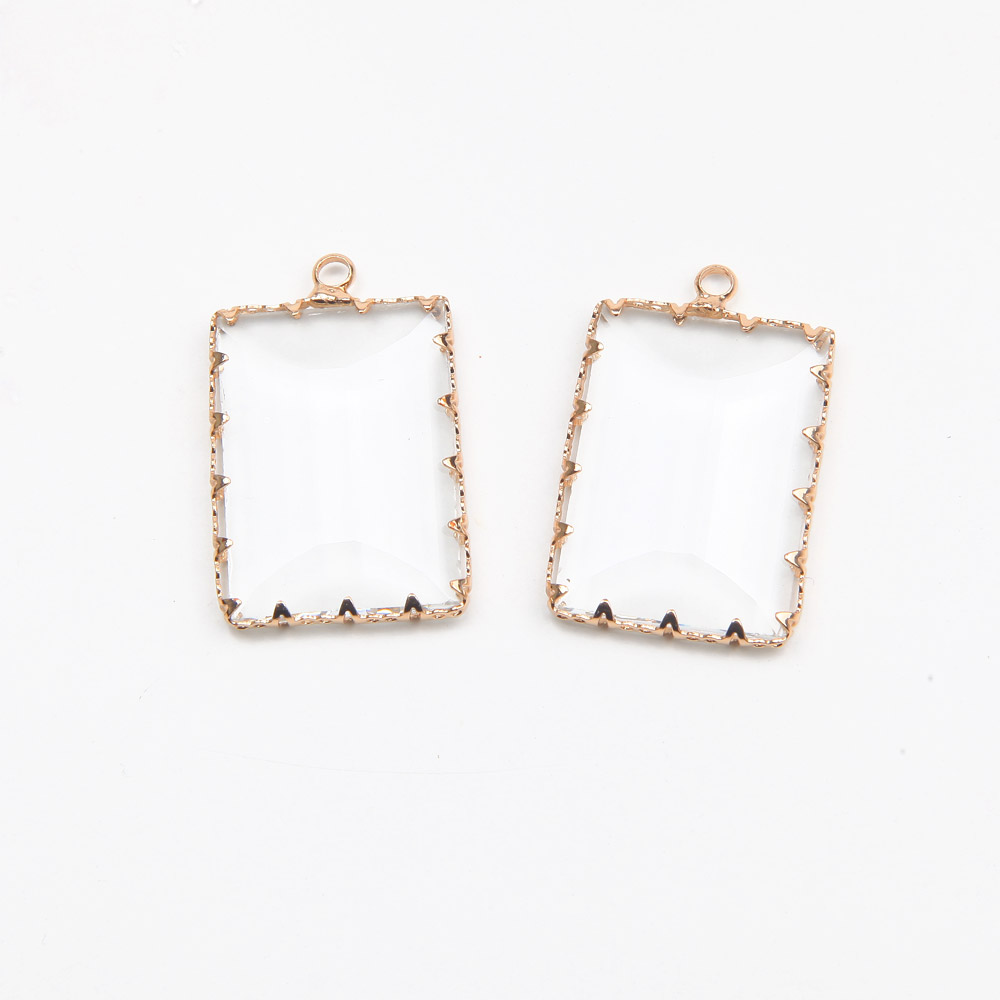 Rechthoek Facet Glas Bedels Voor Sieraden Maken Ketting Hangers Bevindingen Levert Diy Accessoires 19*26Mm: M / WHITE