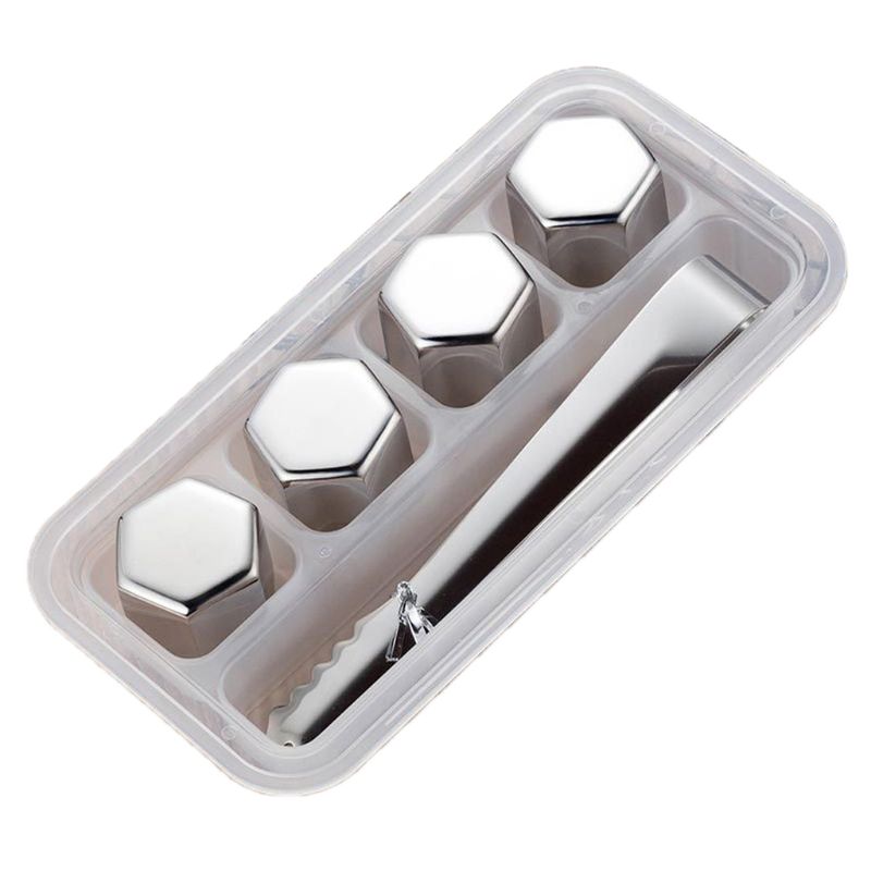 Hexagon Stainless Steel Ice Cubes Reusable Bar Whiskey Cooler Chilling Stones QX2E