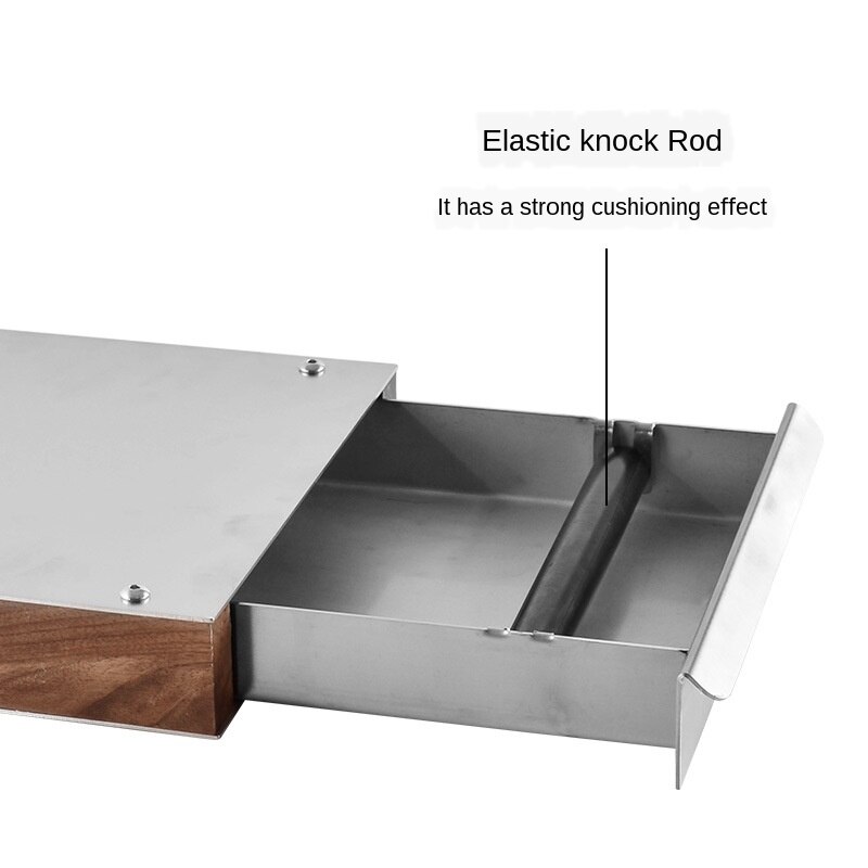 Stainless Steel Grounds Box Drawer-Type Coffee Grounds Container Slag Box Small Mini Coffee Slag Trough Coffee Utensils