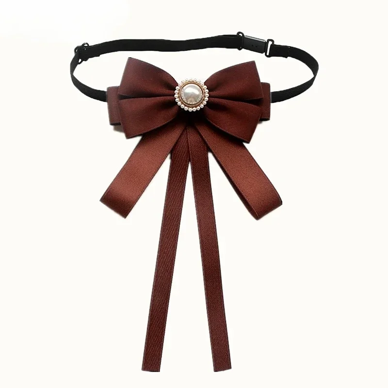 Retro Stof Strikje Strass Parel Kraag Pinnen voor Vrouwen Britse Stijl Handgemaakte Strik Stropdas Sieraden Accessoires: GRIJS