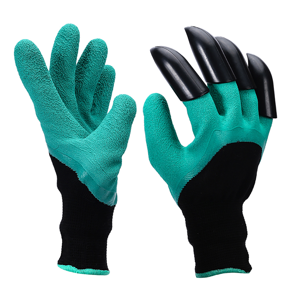 Gants de jardin en caoutchouc avec 4 griffes en plastique ABS pour le jardinage