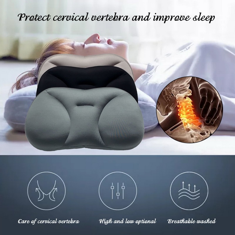 3D Neck Micro Airball Pillow Deep Sleep Addiction Head Rest Air Cushion Pressure Relief Pillows Washable PillowCase Covers