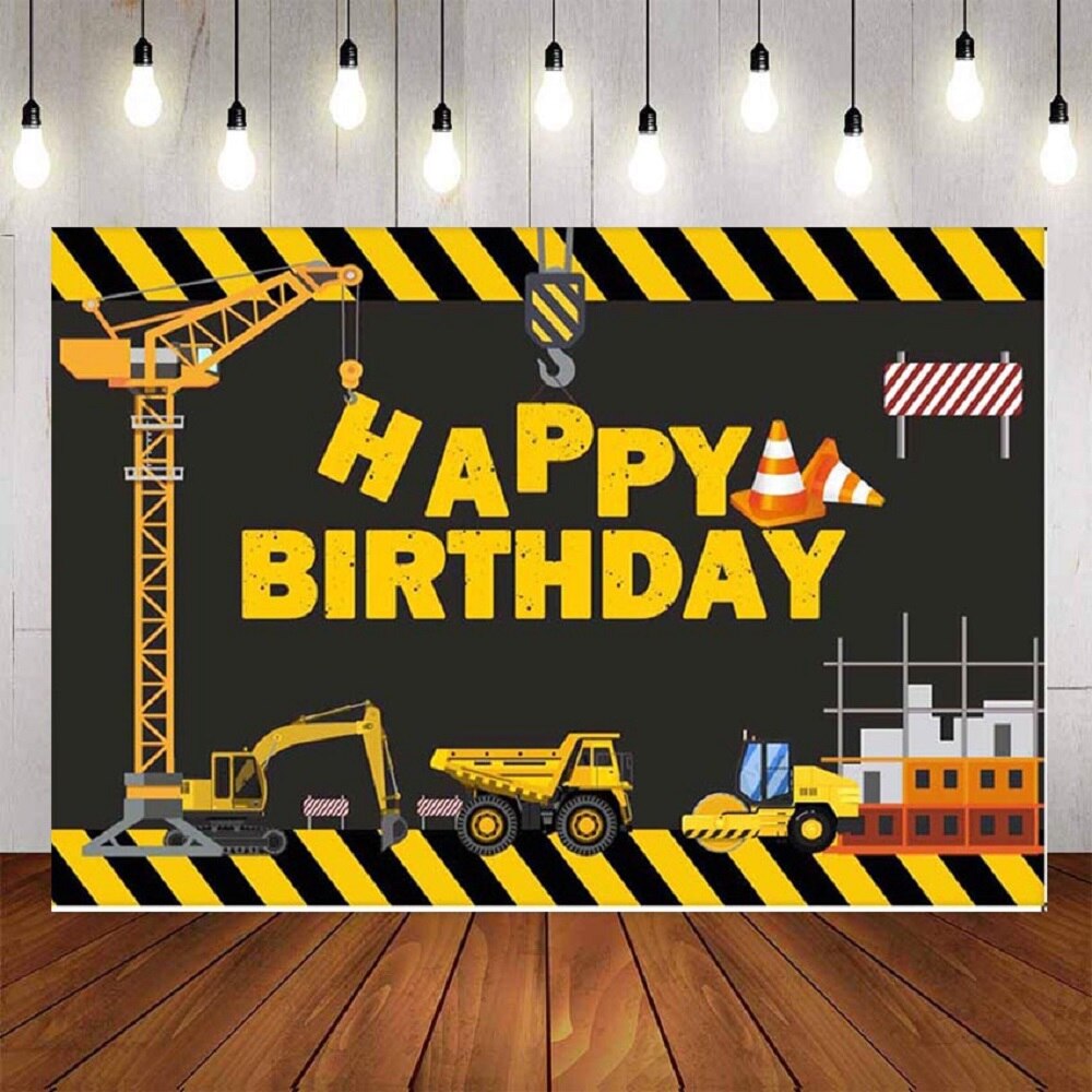 150x100cm Construction Backdrop Photography Background For Engineering Truck Birthday Party Decorations: B