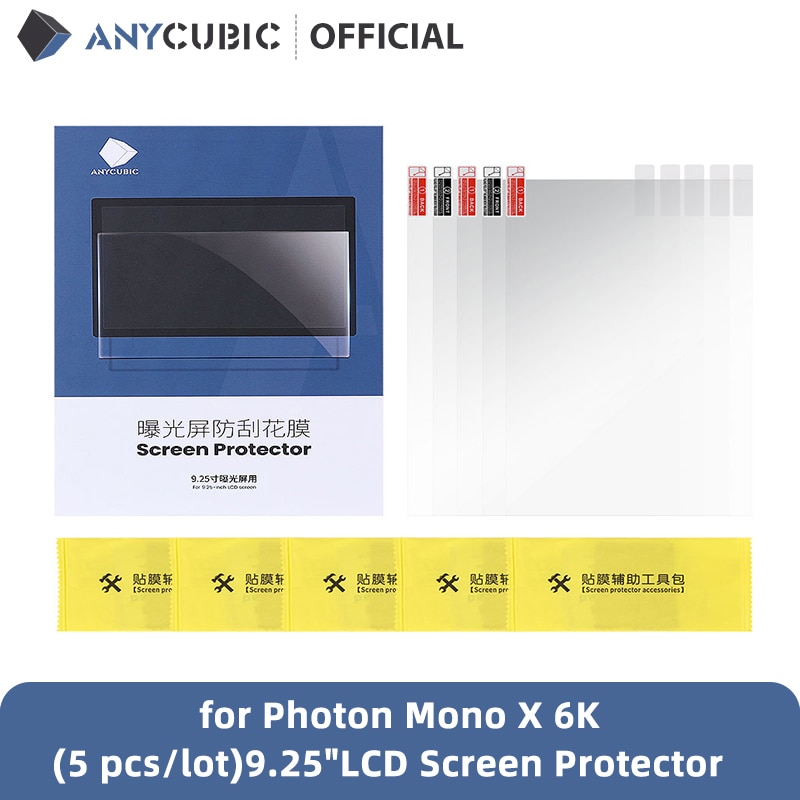 ANYCUBIC 3d Printer Parts 5pcs LCD Screen Protector Set For Photon Mono 4K,Photon Mono X(6K)6.23/8.9/9.25 inch: for Photon Mono X 6K