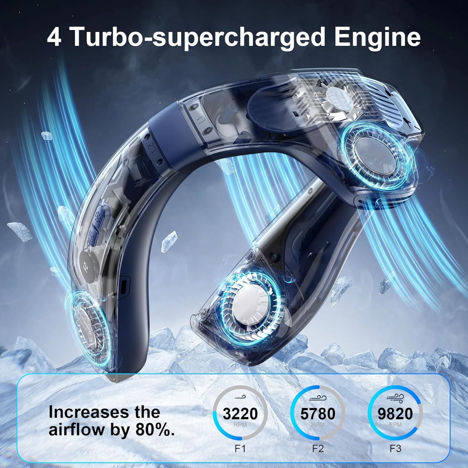 Neuer Halsventilator, bläst kalte Luft, 5200 mAh, batteriebetrieben, wiederaufladbar, tragbar, Kühlgerät, Ventilator, blattloser Ventilator, persönlicher Ventilator für den Außenbereich