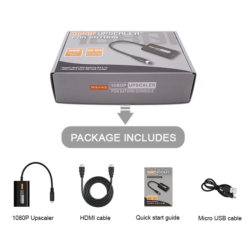 Hdmi-Omzetter Voor Sega Saturnus Ss 1080P Upscaler 4:3/16:9 Beeldverhouding Schakelaar S-Video-Ingang: Default Title