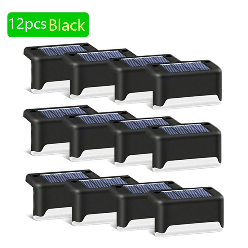 8/12 stuks zonne-terraslampen, tuin, landschap, trapverlichting, waterdichte wandlamp voor balkon, led-zonnehekverlichting: 12 stuks zwarte kleur