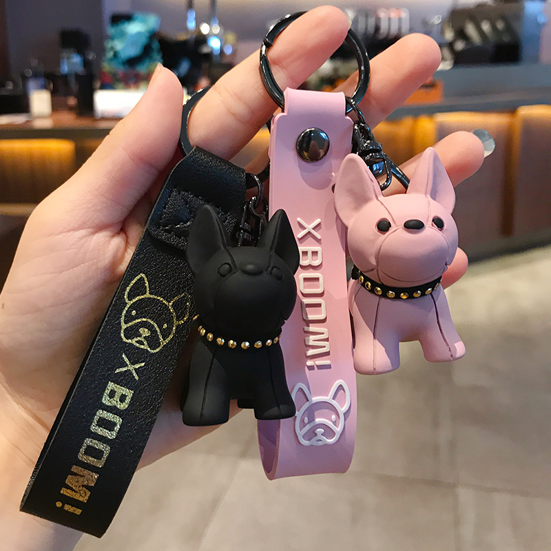 Fadou-Llavero de coche con forma de cachorro, exquisito colgante de bulldog de celebridad de Internet para mujer, colgante de mochila escolar para niños, llavero para amantes