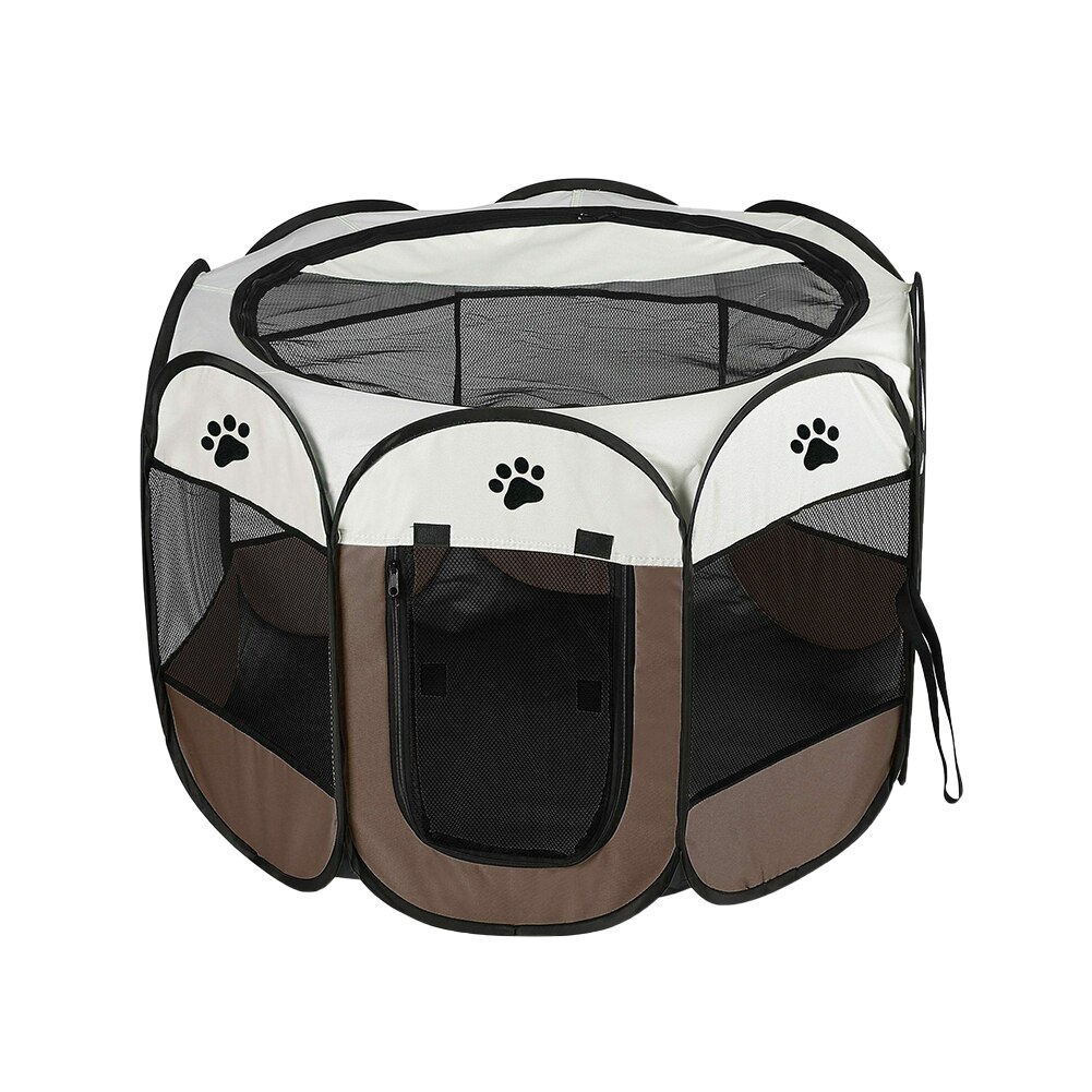 Tragbare Klapp Hund Haus Haustier Zelt Achteckige KäFeige Für Katze Laufstall Welpen Zwinger Einfache Installation Zaun Ich bin Freien Große Hunde Haus: Kaffee / M
