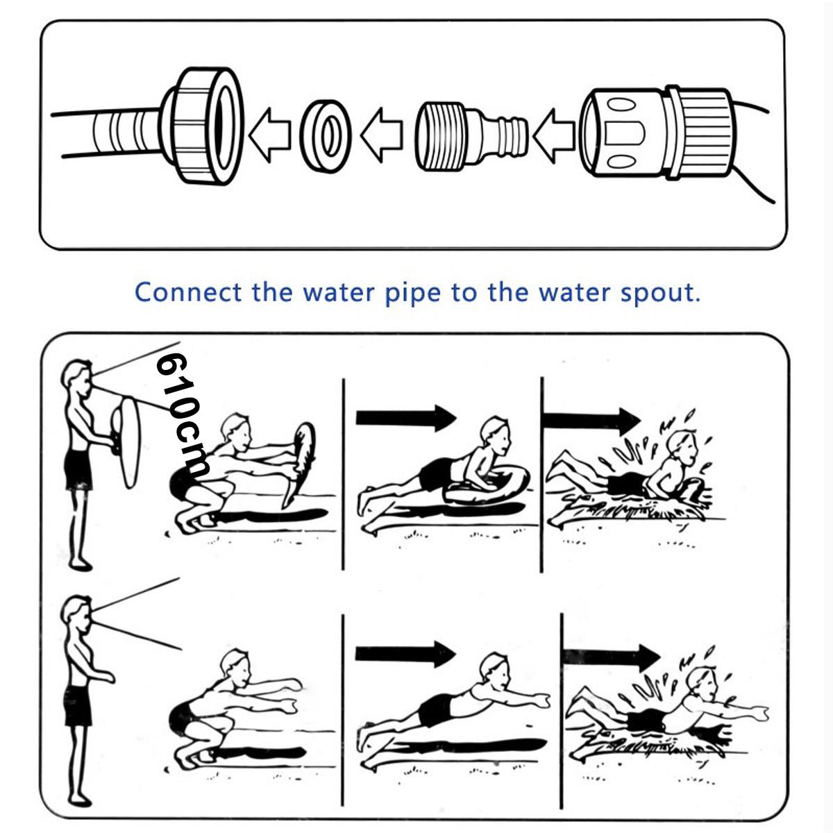 6.1M Dubbele Enkele Opblaasbare Waterglijbaan Mat Zomer Waterskiën Splash Spelen Speelgoed Outdoor Surfplank Zomer Water Games