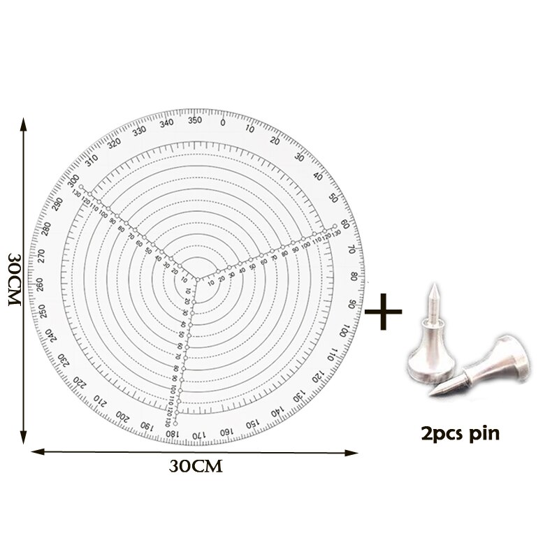 Transparent Acrylic Round Center Finder Compass Cutter Circle Diameter Drawing Tool For Wood Turners Lathe Work Processing: 30cm-2
