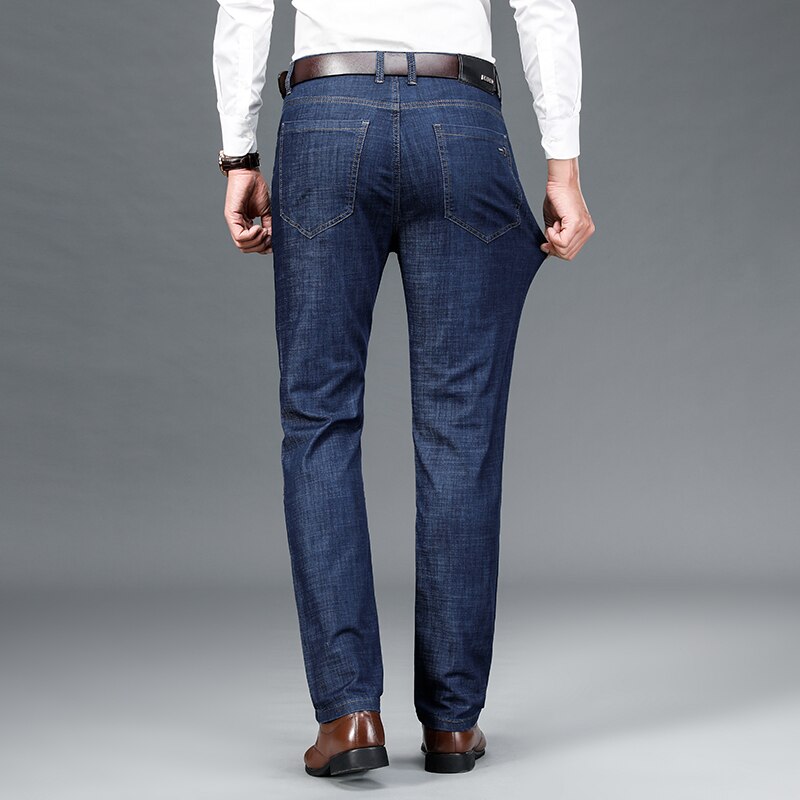 Pantalones vaqueros elásticos informales para hombre, Jeans gruesos, clásicos, Retro, talla grande, para las cuatro estaciones
