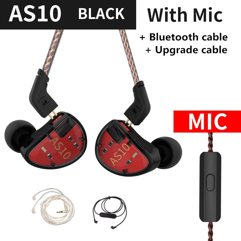 KZ-auriculares AS10 con 5 bandas de ajuste, cascos de alta fidelidad con monitor de graves, para música, general ZS10, ZST, BA10, ES4, AS16, AS12, ZSX