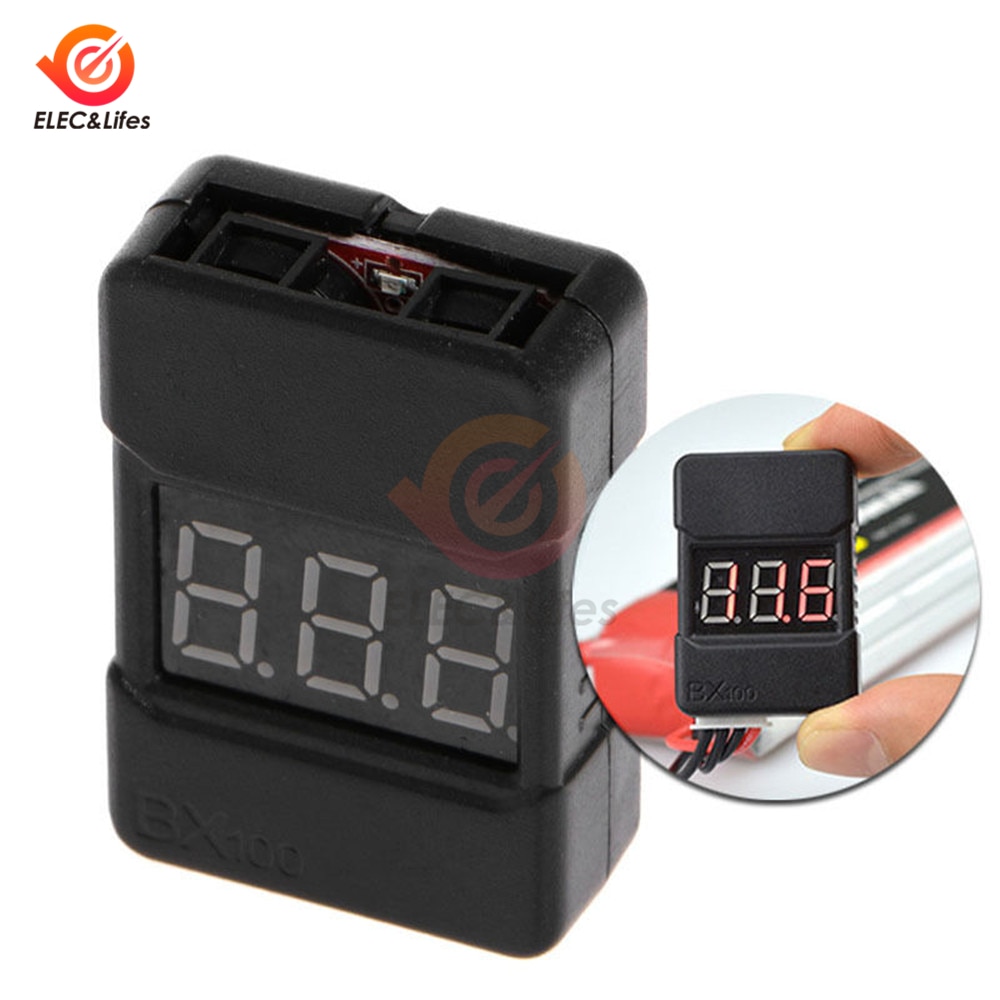 BX100 1-8S Lipo Battery Voltage Tester/Low Voltage Alarm Buzzer Dual Channel Luidsprekers