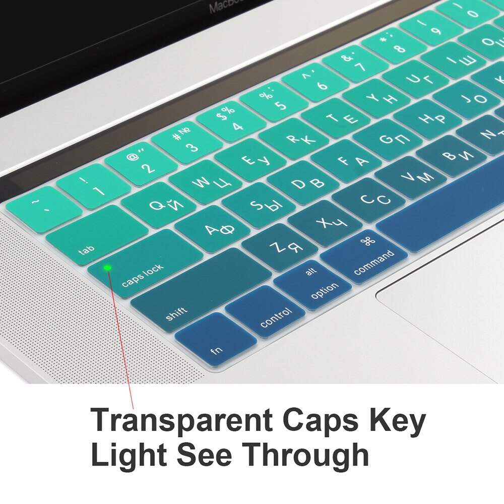 Russian Layout Keyboard Cover Skin for MacBook Pro 13" 15" with Touch Bar for Pro A1706 A1707 - US Enter