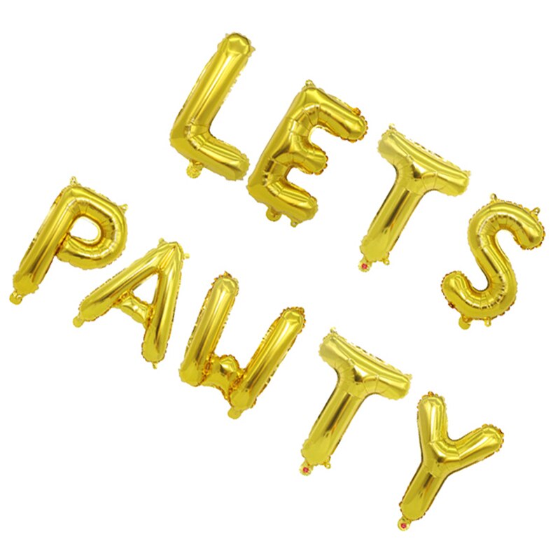 Cute Letter LETS PAWTY Party Balloon Decor Balloon For Pet Dogs Cats Birthday Party Decoration Supplies