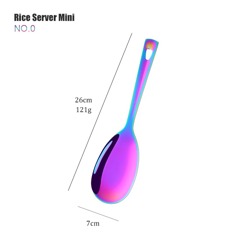 1PC Rainbow Stainless Steel Nonstick Kitchen Utensils Cooking Tool Long Serving Sets Scoop Spoon Fork Turner Ladle Cake Shovel: light green