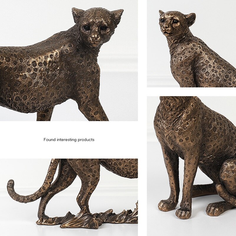 vintage leopard statue, resin animal African leopa... Grandado